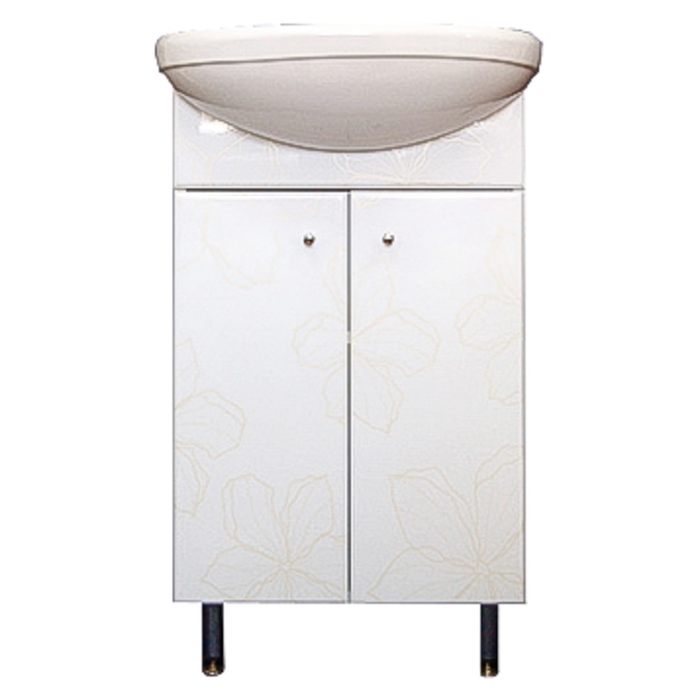Тумба-комплект Iris "Альфана-3D", белые цветы, 85х53х30 см, с раковиной "Альфана-50"