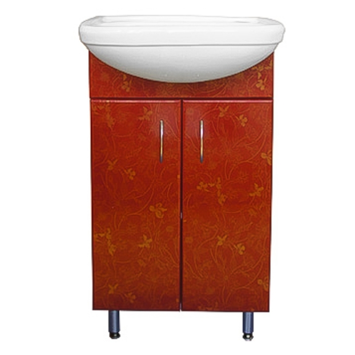 Тумба-комплект Iris "Альфана-3D", красные цветы, 85х53х30 см, с раковиной "Альфана-50"