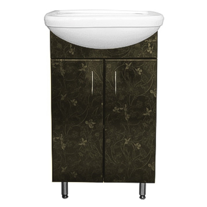 Тумба-комплект Iris "Альфана-3D", чёрные цветы, 85х53х30 см, с раковиной "Альфана-50"