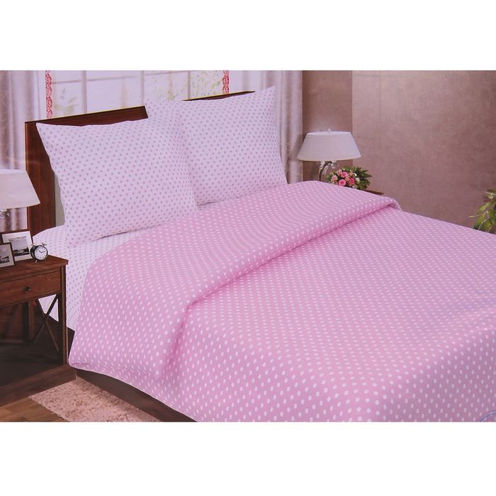 Постельное бельё евро"Pastel: Горошек", цвет розовый, 200х217, 220х240, 70х70см - 2 шт