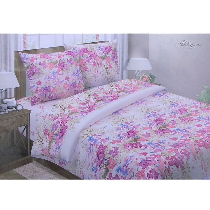 Постельное бельё 1,5сп"Pastel: Акварель", 147х217, 150х220, 70х70см - 2 шт