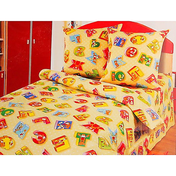 Постельное бельё Артпостелька "Алфавит" 1,5 сп., размер 143х215 см, 150х214 см, 70х70 см - 2 шт., бязь, 125 г/м2