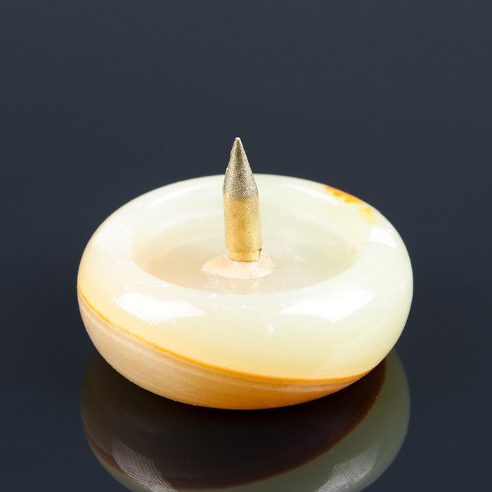 Подсвечник «Плоский», с иглой, 5х1,5 см, оникс