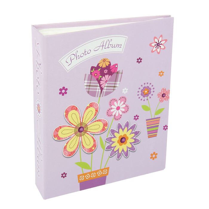 Фотоальбом на 80 фото 10х15 см "Нарисованные цветы" МИКС