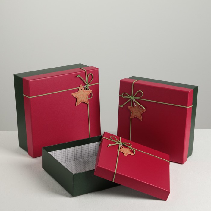 Набор коробок 3в1 "Классика", 24 х 24 х 11 - 20 х 20 х 7 см МИКС