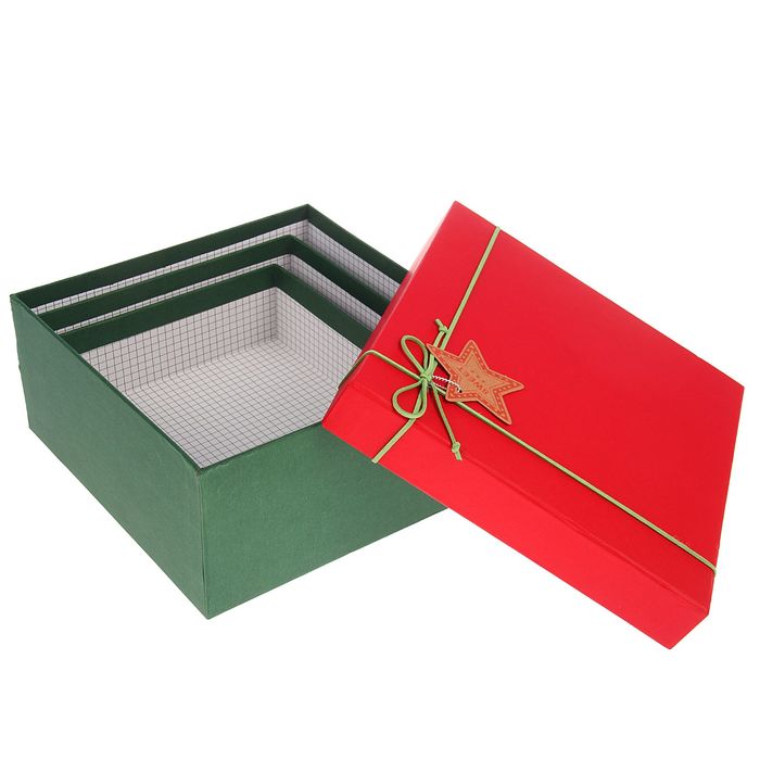 Набор коробок 3в1 "Классика", 24 х 24 х 11 - 20 х 20 х 7 см МИКС