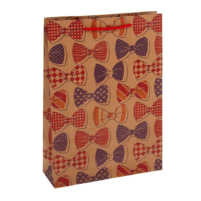 Пакет крафт "Бантики", 19 х 8 х 25 см
