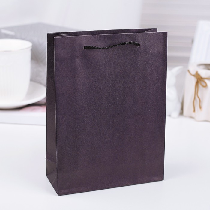 Пакет крафт фиолетовый, 19 х 8 х 25 см