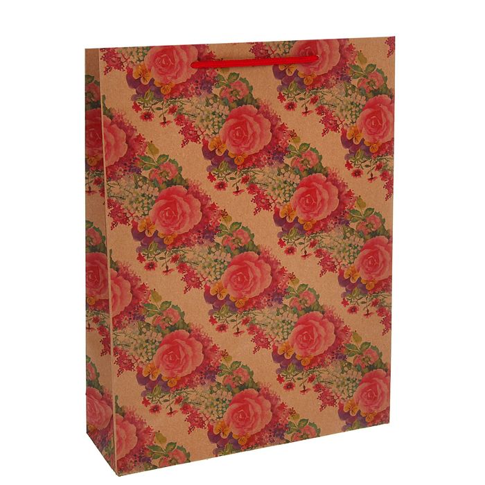 Пакет крафт "Розы", 23 х 32 х 8,5 см