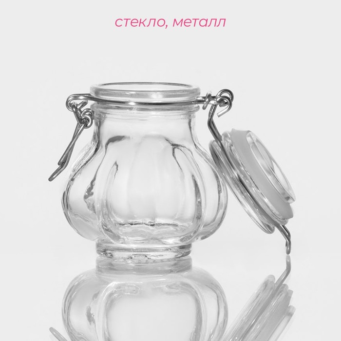 Банка для сыпучух продуктов 100 мл "Чеснок", с бугельным замком