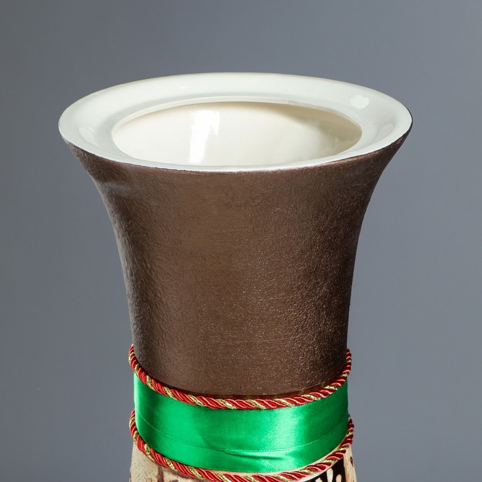 Ваза напольная "Осень" ангоб, зелёная лента