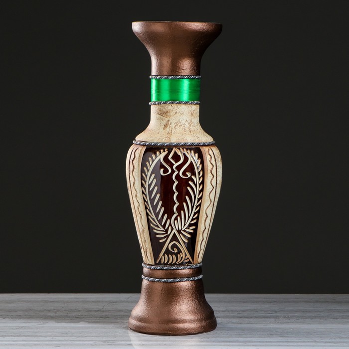 Ваза напольная "Алладин" ангоб, зелёная лента, микс