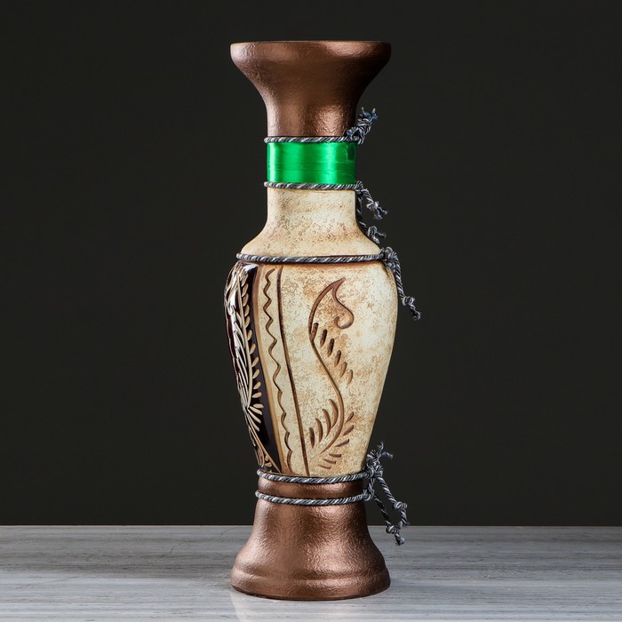 Ваза напольная "Алладин" ангоб, зелёная лента, микс