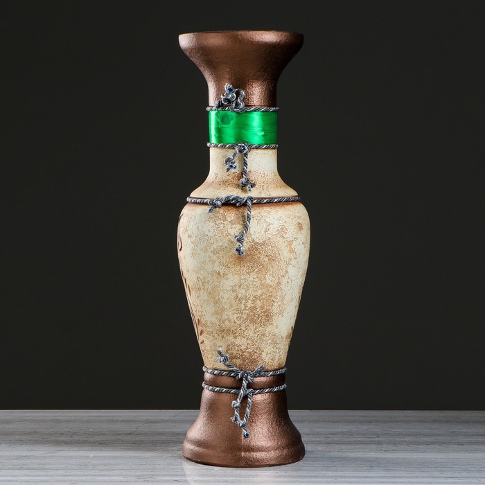 Ваза напольная "Алладин" ангоб, зелёная лента, микс