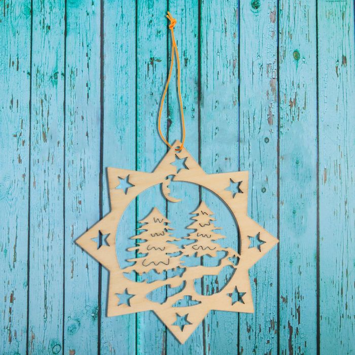 Подвеска резная под роспись "Зимний лес"