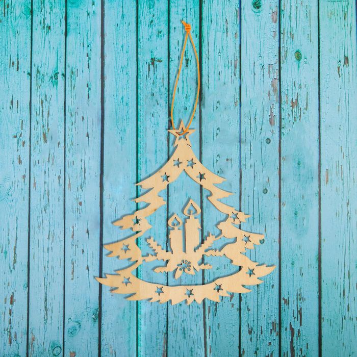 Подвеска резная под роспись "Свечи на ёлочке"