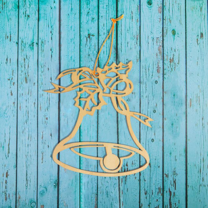 Подвеска резная под роспись "Новогодний колокольчик"