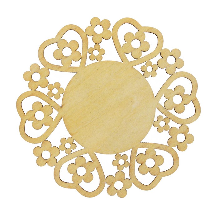 Подвеска резная под роспись"Сердечки с цветами"