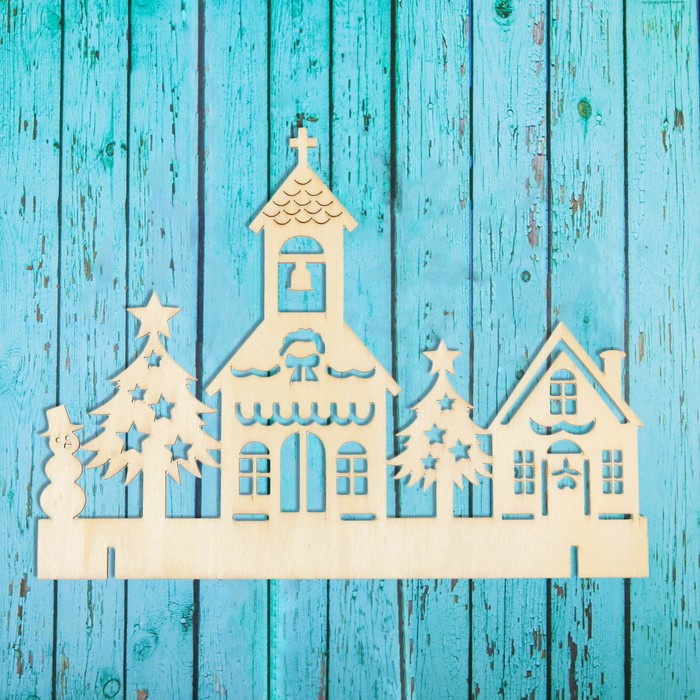 Декор на подставке под роспись "Новогодняя деревня"
