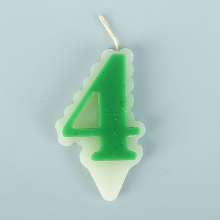 Свеча для торта цифра &quot;Облако&quot; зелёная &quot;4&quot;, большая