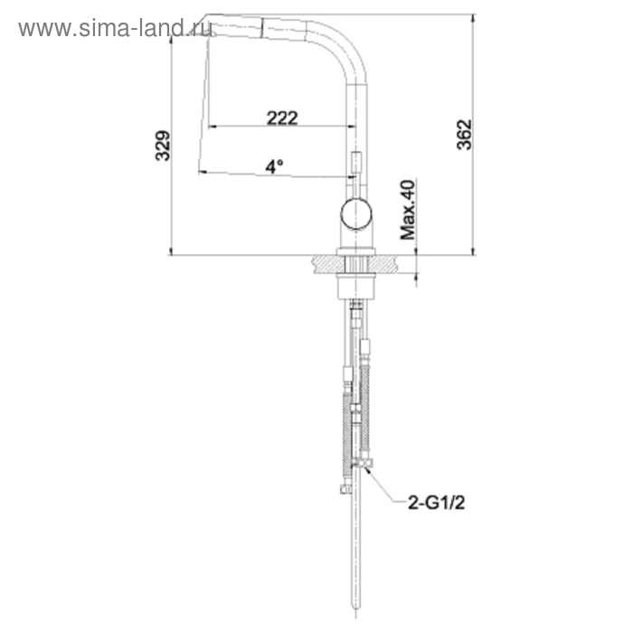 

Смеситель для кухни Lemark "Эксперт" LM5075S, с вытяжным изливом с цилиндрической лейкой