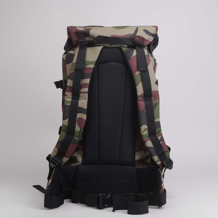 Рюкзак туристический на стяжке шнурком "Камуфляж", 1 отдел с увеличением, 3 наружных кармана, объём - 40л, цвет хаки