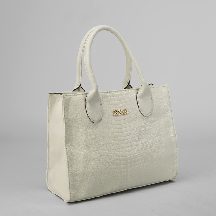 Сумка женская на молнии, 1 отдел с перегородкой, 1 наружный карман, белая