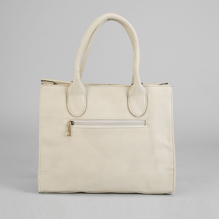 Сумка женская на молнии, 1 отдел с перегородкой, 1 наружный карман, бежевая