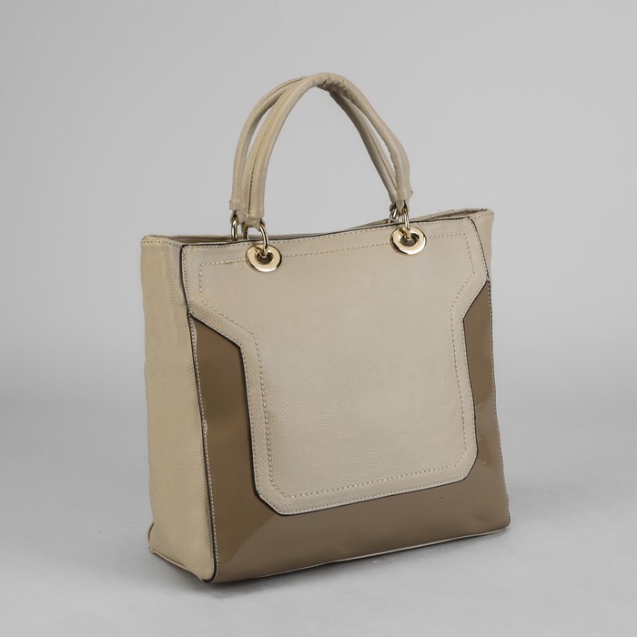 Сумка женская на молнии, 1 отдел с перегородкой, 1 наружный карман, цвет бежевый/хаки