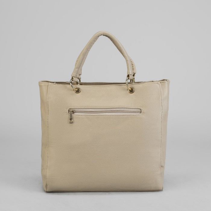 Сумка женская на молнии, 1 отдел с перегородкой, 1 наружный карман, цвет бежевый/хаки