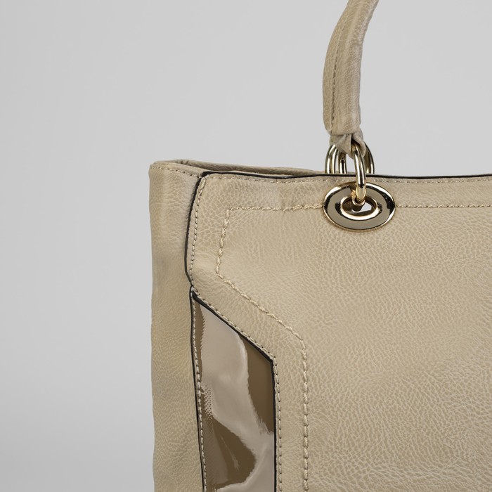 Сумка женская на молнии, 1 отдел с перегородкой, 1 наружный карман, цвет бежевый/хаки