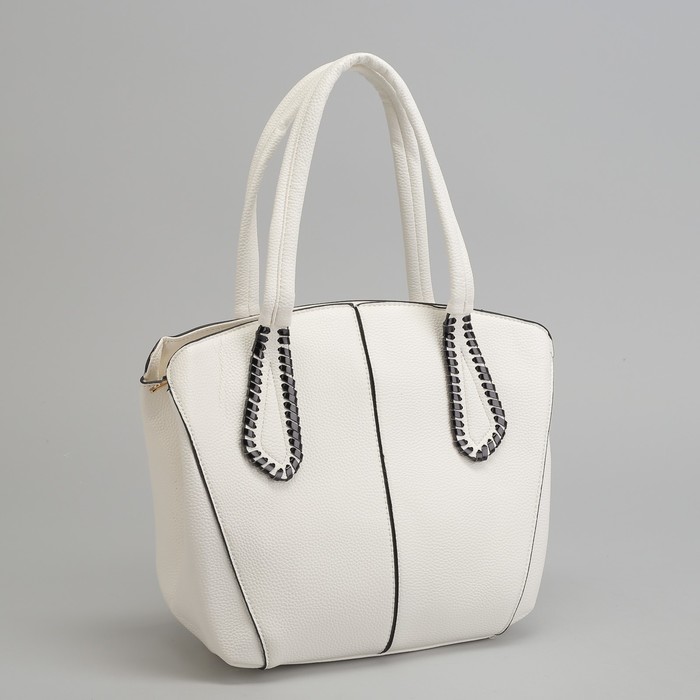 Сумка женская на молнии, 1 отдел с перегородкой, 1 наружный карман, белая