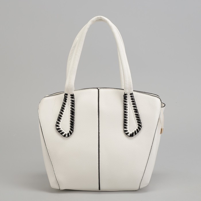 Сумка женская на молнии, 1 отдел с перегородкой, 1 наружный карман, белая