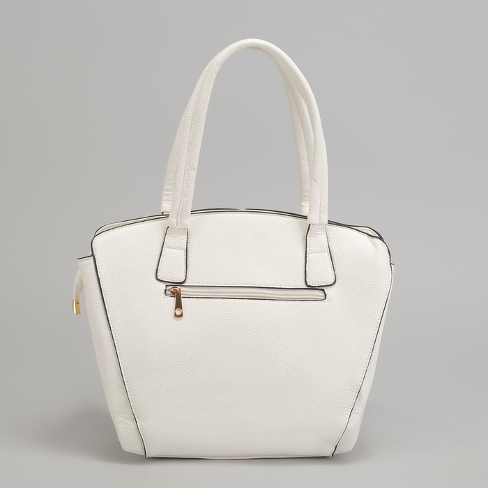 Сумка женская на молнии, 1 отдел с перегородкой, 1 наружный карман, белая