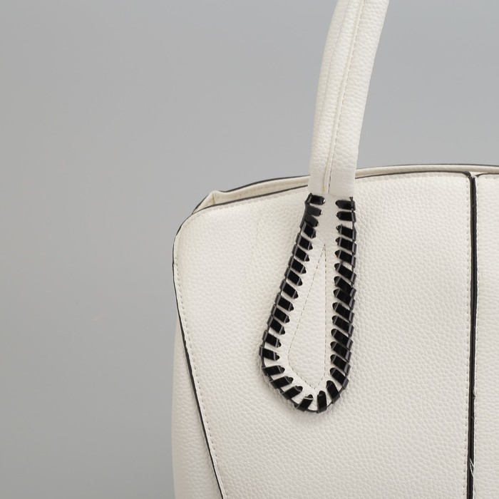 Сумка женская на молнии, 1 отдел с перегородкой, 1 наружный карман, белая