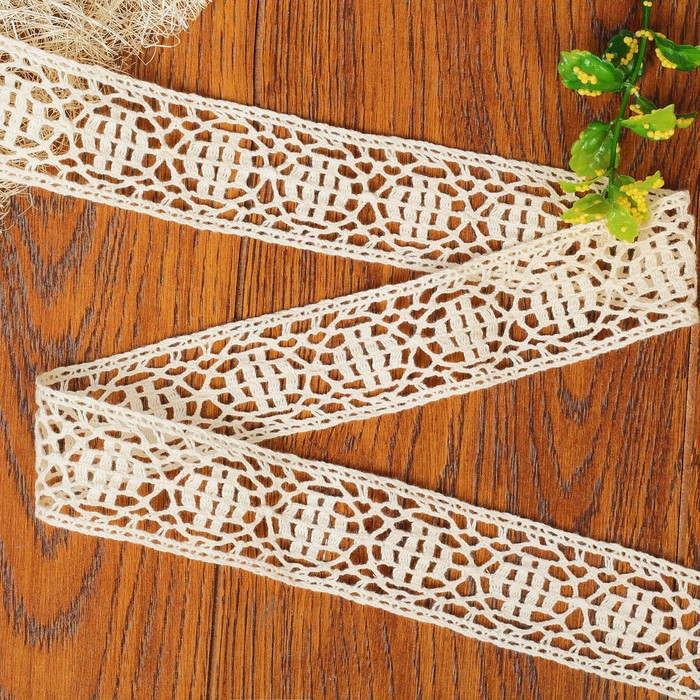 Кружево вязаное, ширина 30мм, 15±1м, цвет бежевый
