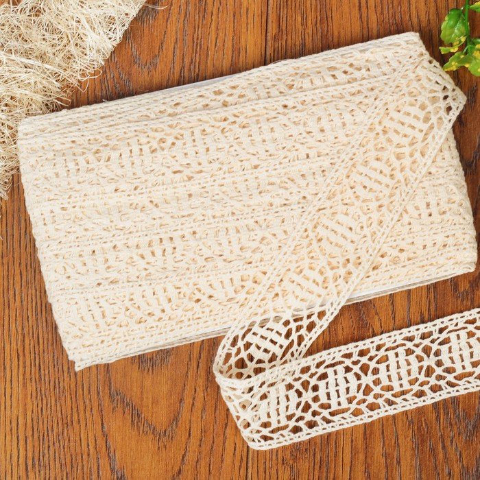 Кружево вязаное, ширина 30мм, 15±1м, цвет бежевый