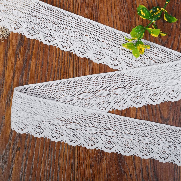 Кружево вязаное, ширина 48мм, 15±1м, цвет белый