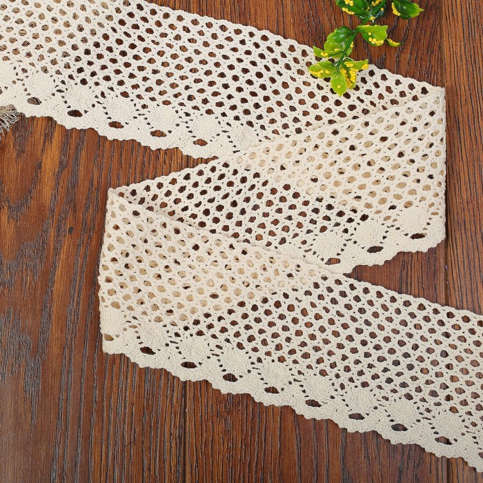 Кружево вязаное, ширина 70мм, 15±1м, цвет бежевый