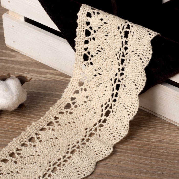 Кружево вязаное, ширина 90мм, 15±1м, цвет бежевый