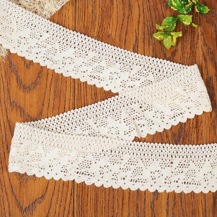 Кружево вязаное, ширина 40мм, 15±1м, цвет бежевый