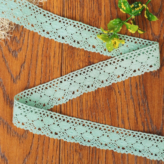Кружево вязаное, ширина 25мм, 15±1м, цвет голубой