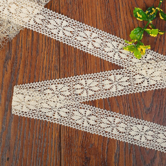 Кружево вязаное, ширина 30мм, 15±1м, цвет бежевый