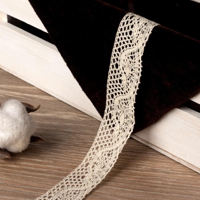 Кружево вязаное, ширина 25мм, 15±1м, цвет бежевый