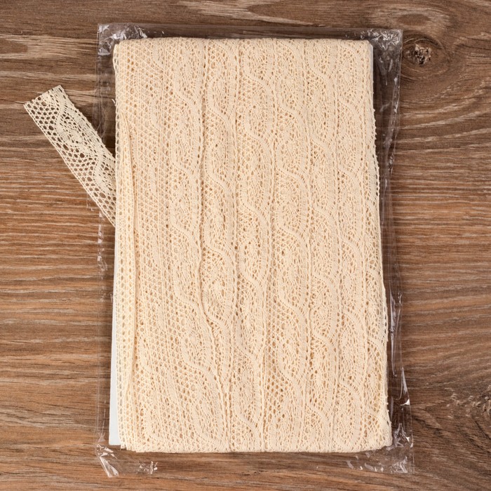 Кружево вязаное, ширина 25мм, 15±1м, цвет бежевый