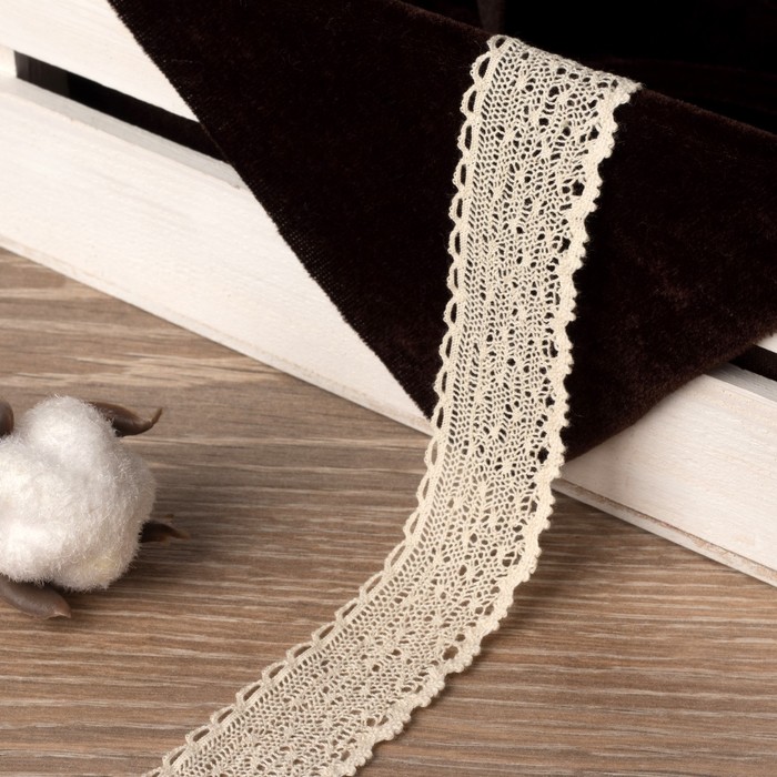 Кружево вязаное, ширина 25мм, 15±1м, цвет бежевый