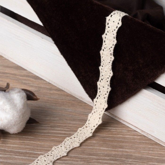 Кружево вязаное, ширина 10мм, 15±1м, цвет бежевый