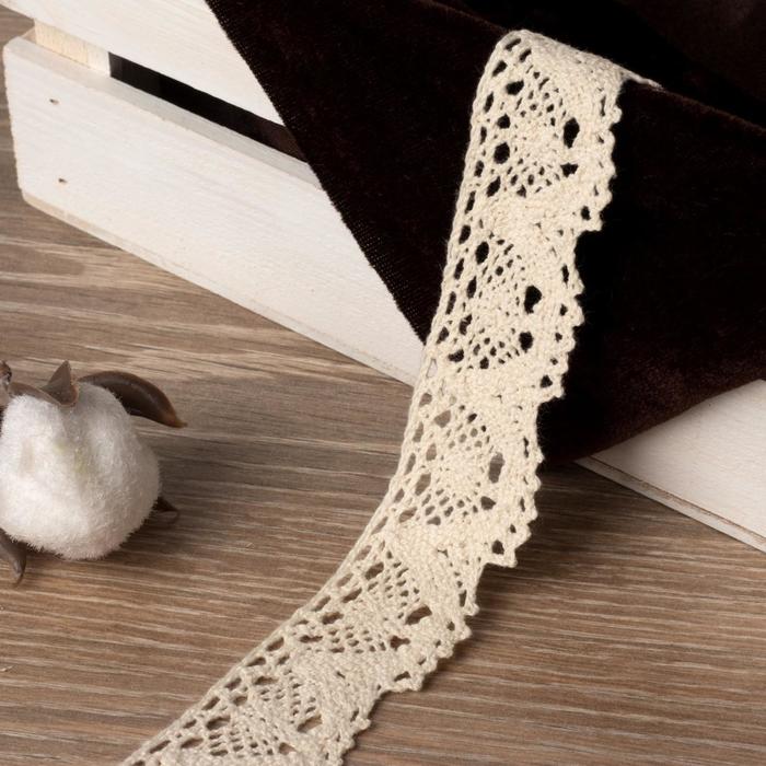 Кружево вязаное, ширина 30мм, 15±1м, цвет бежевый