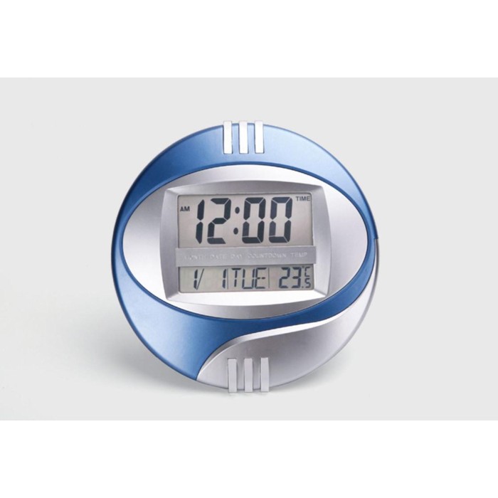 Часы настенные электронные с календарем, таймером и термометром, 26 х 26 см, синие