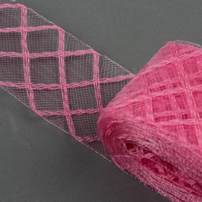 Регилин плоский "Клетка", 45мм, 22±1м, цвет розовый